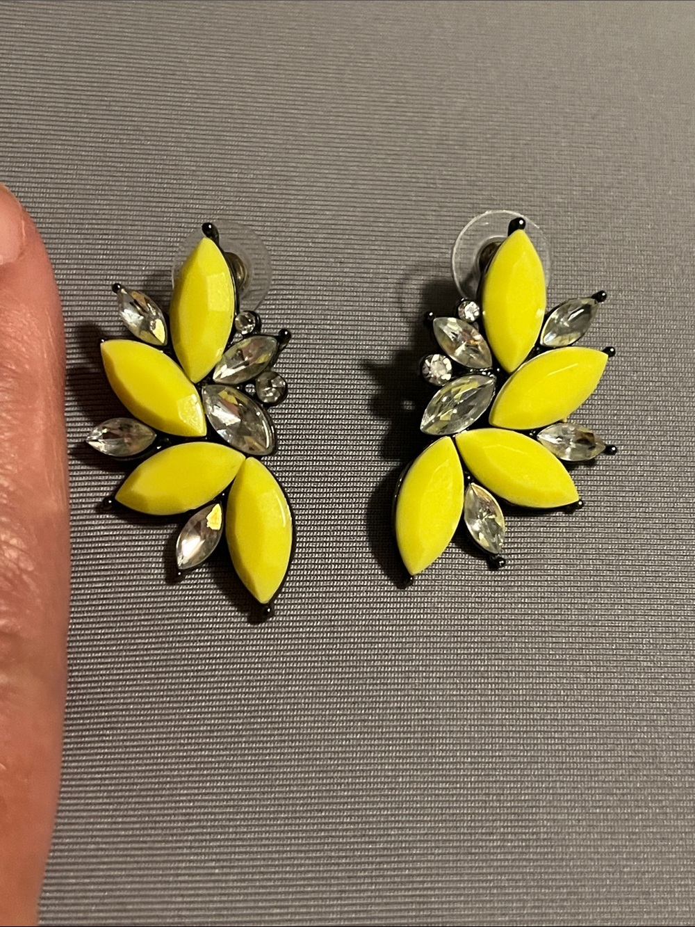 Yellow Crystal Flower Statement Ring - Women Jewelry